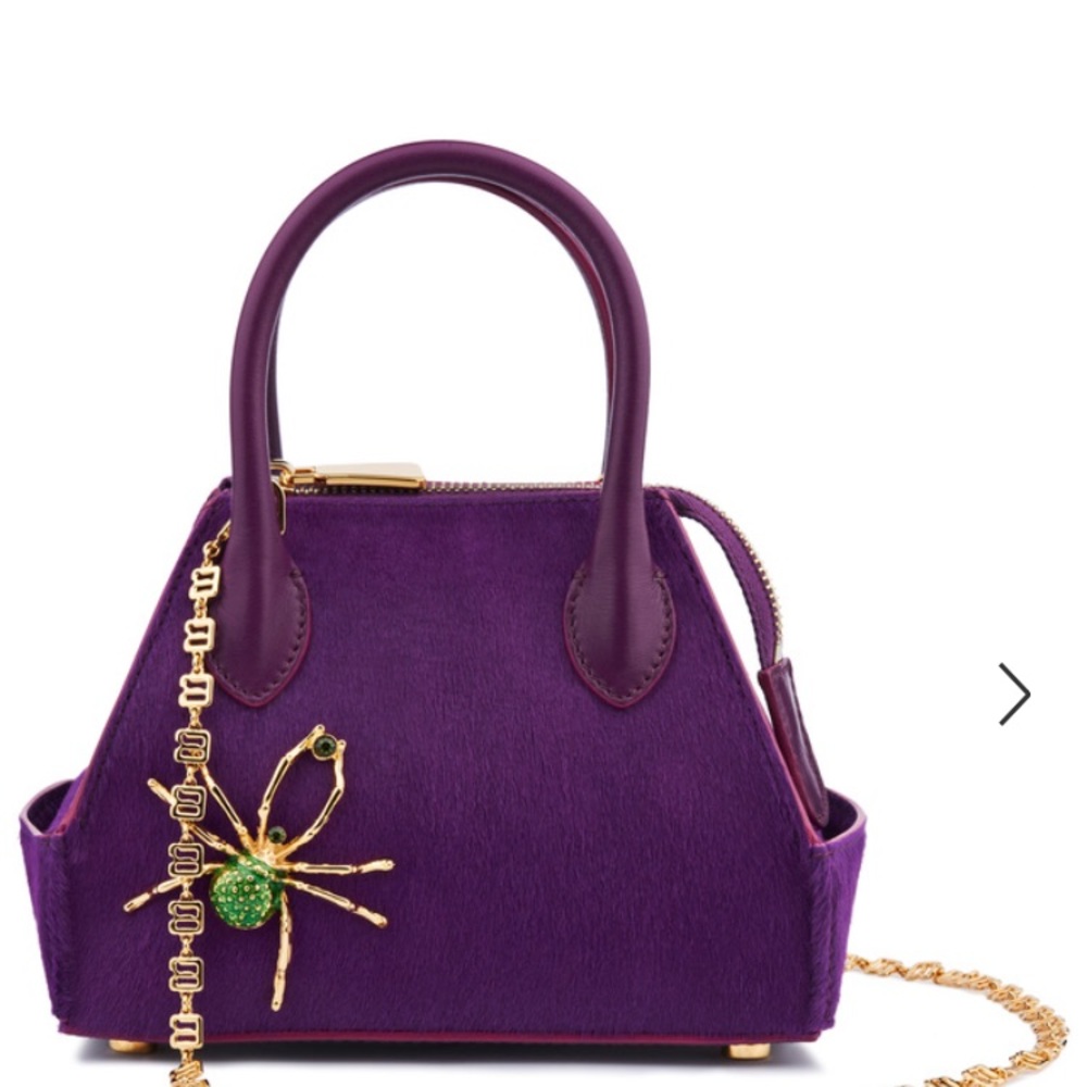 New La Perla Violet Pony Skin Mini Ada Bag